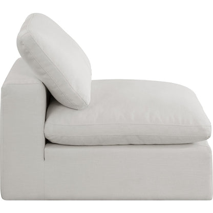 Comfy Cream Linen Textured Fabric Modular Armless Chair