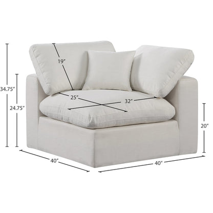 Comfy Cream Linen Textured Fabric Modular Corner Chair