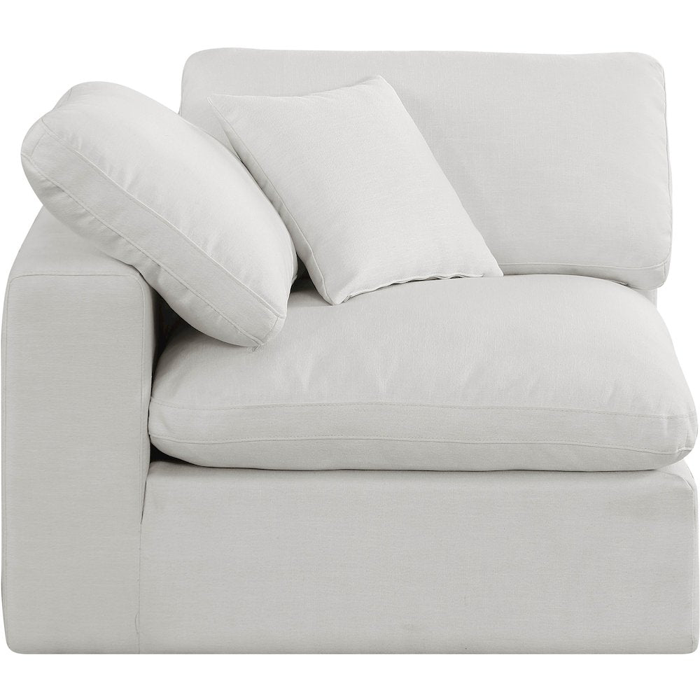 Comfy Cream Linen Textured Fabric Modular Corner Chair