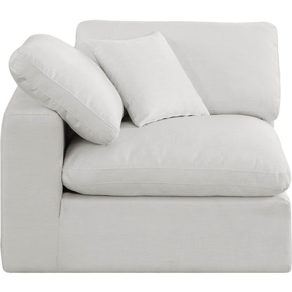 Comfy Cream Linen Textured Fabric Modular Corner Chair
