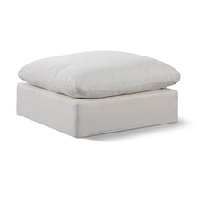 Comfy Cream Linen Textured Fabric Modular Ottoman