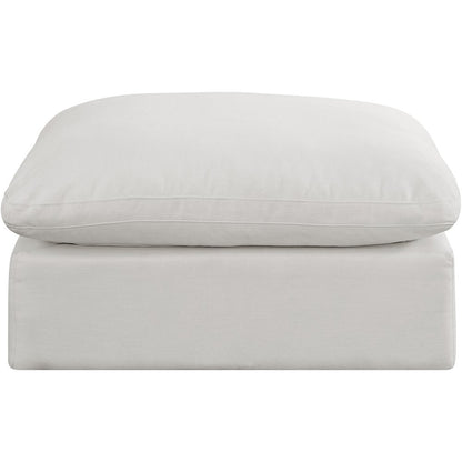 Comfy Cream Linen Textured Fabric Modular Ottoman