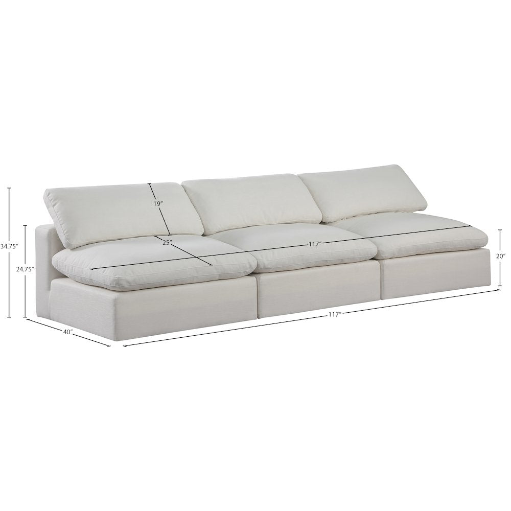 Comfy Cream Linen Textured Fabric Modular Sofa