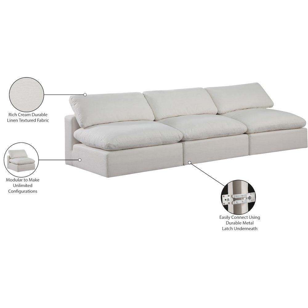 Comfy Cream Linen Textured Fabric Modular Sofa