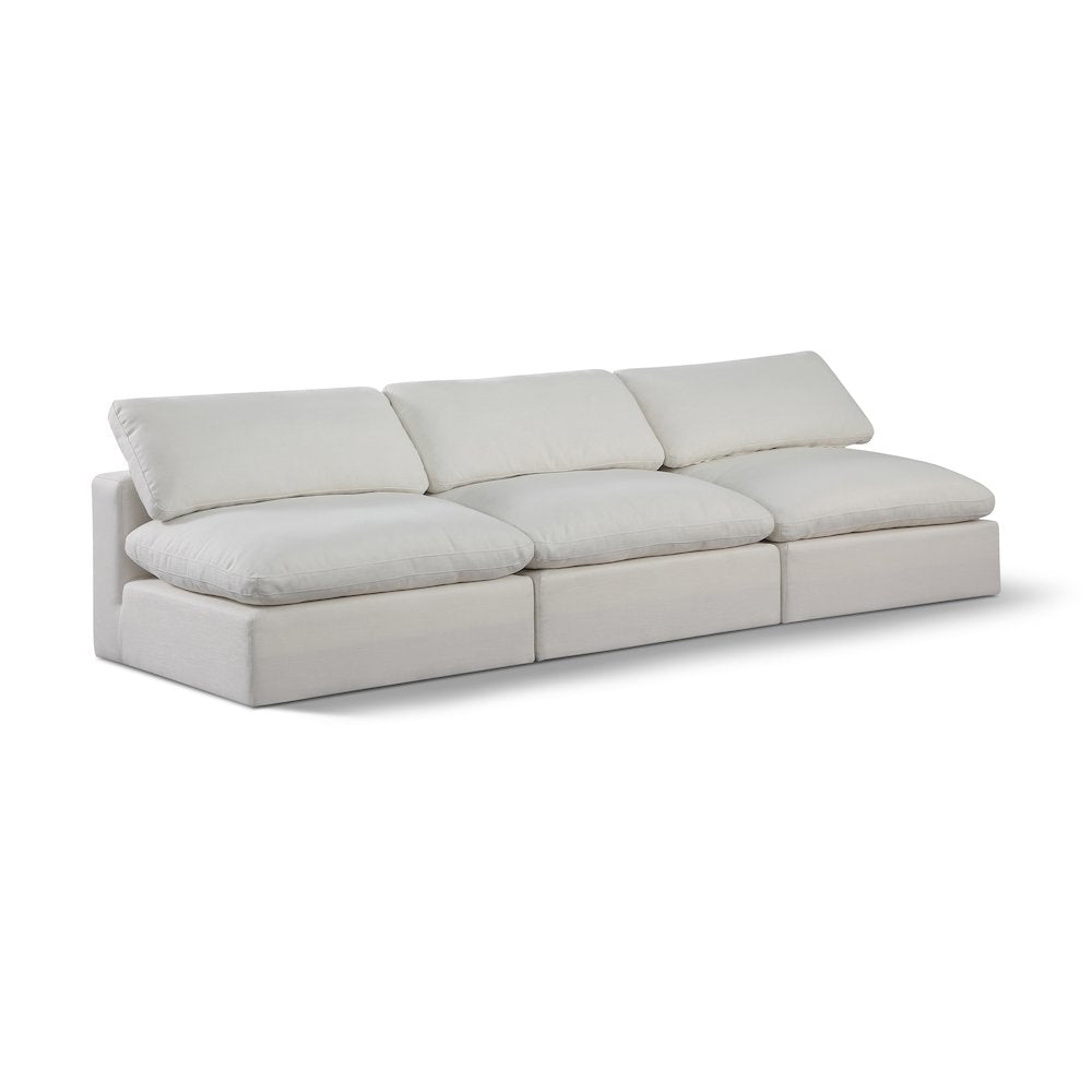 Comfy Cream Linen Textured Fabric Modular Sofa