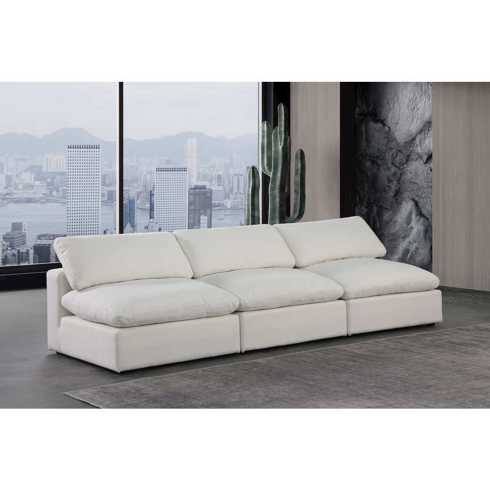 Comfy Cream Linen Textured Fabric Modular Sofa