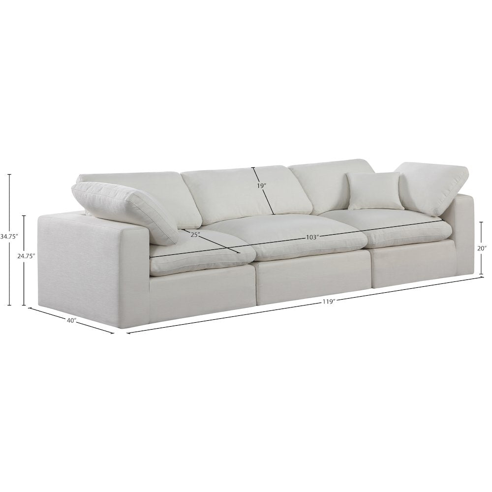Comfy Cream Linen Textured Fabric Modular Sofa