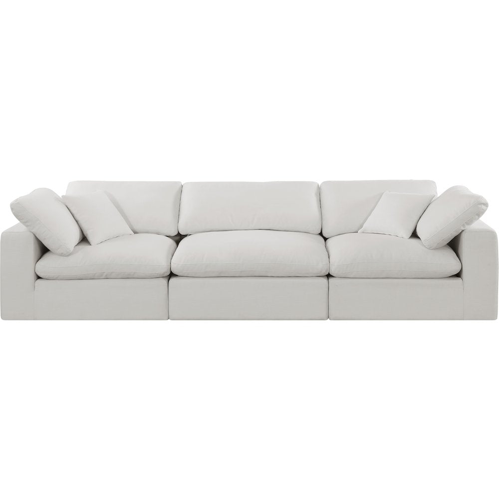 Comfy Cream Linen Textured Fabric Modular Sofa