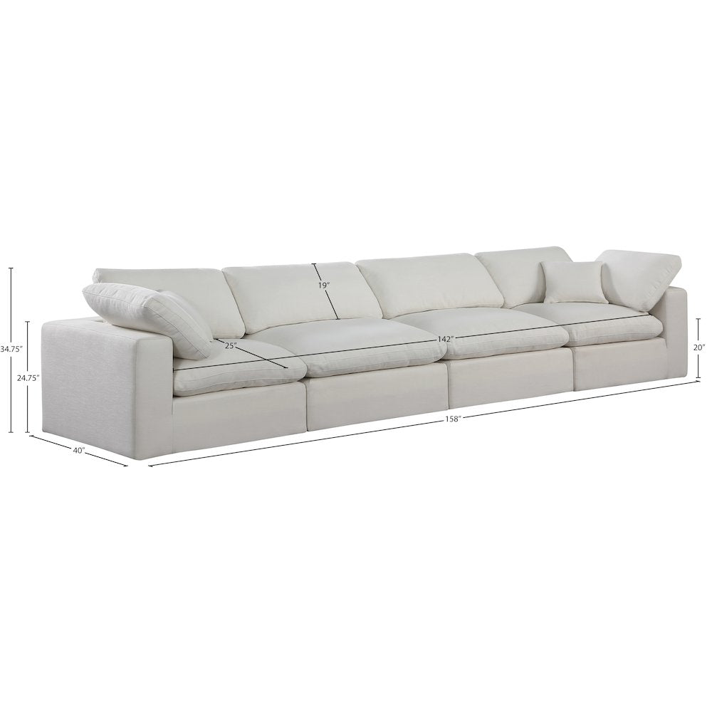 Comfy Cream Linen Textured Fabric Modular Sofa
