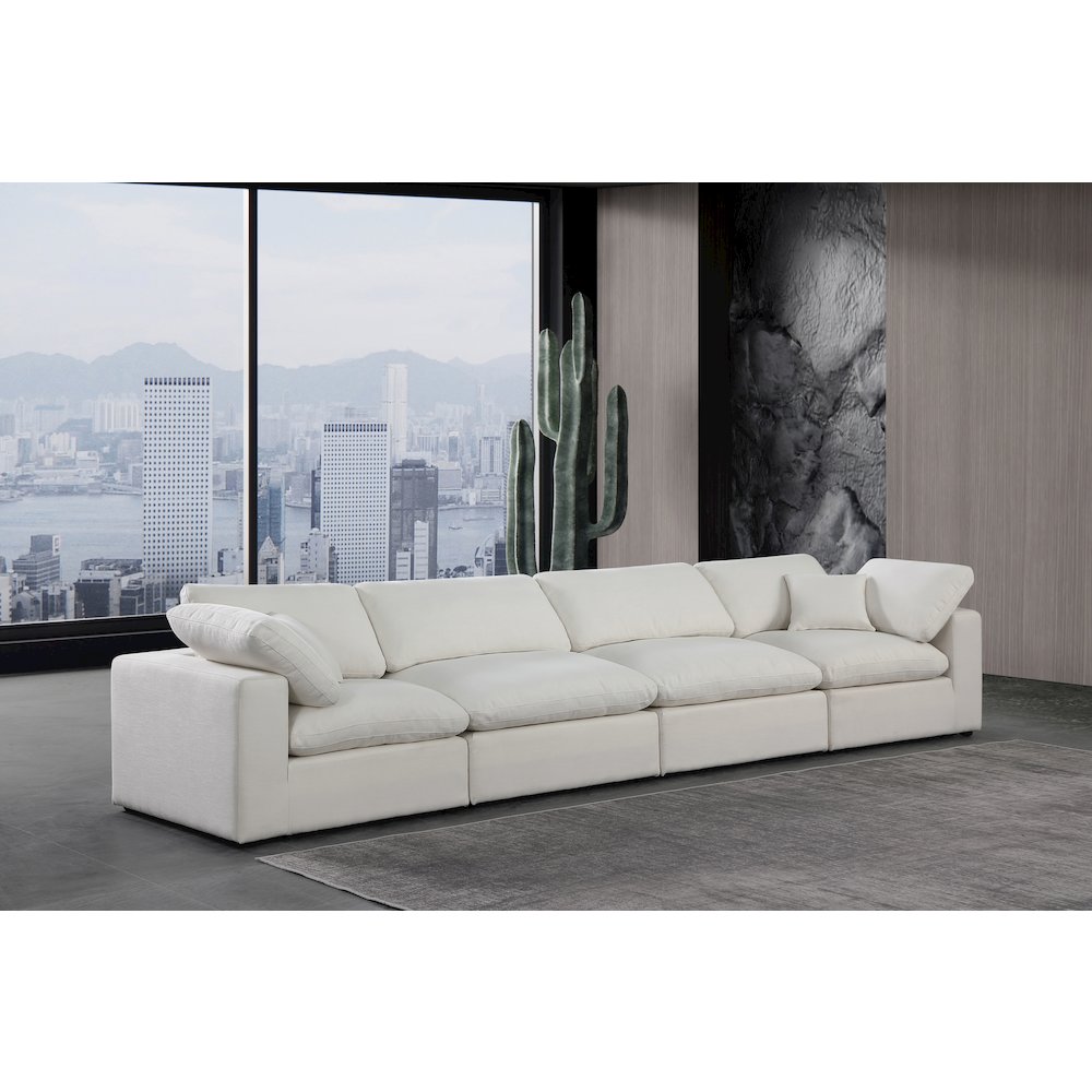 Comfy Cream Linen Textured Fabric Modular Sofa