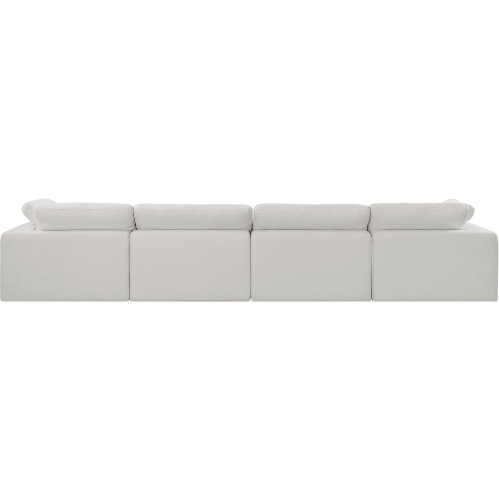 Comfy Cream Linen Textured Fabric Modular Sofa
