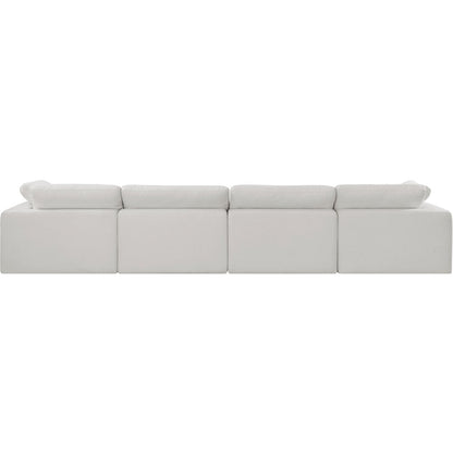 Comfy Cream Linen Textured Fabric Modular Sofa