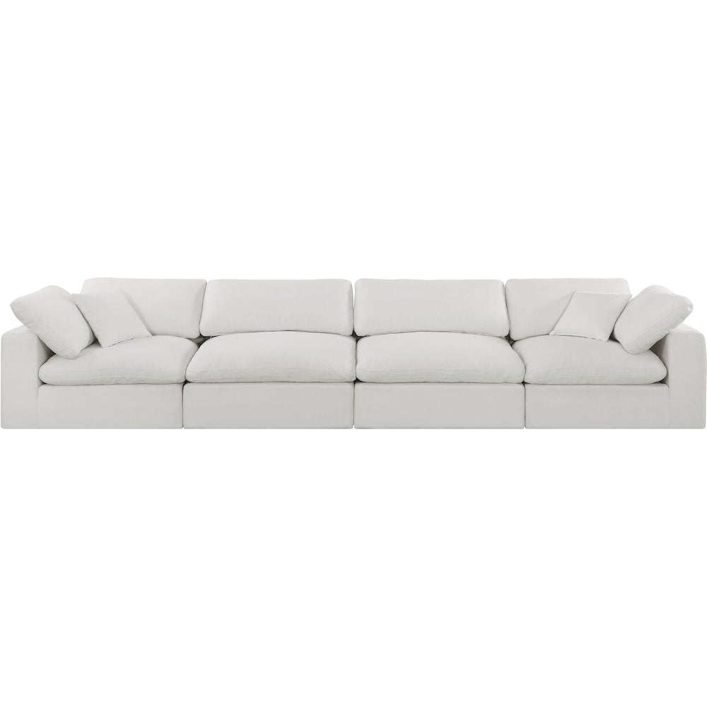 Comfy Cream Linen Textured Fabric Modular Sofa
