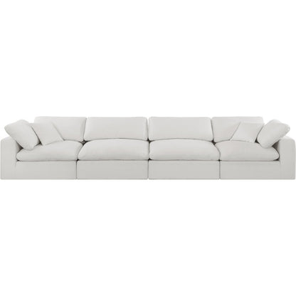 Comfy Cream Linen Textured Fabric Modular Sofa