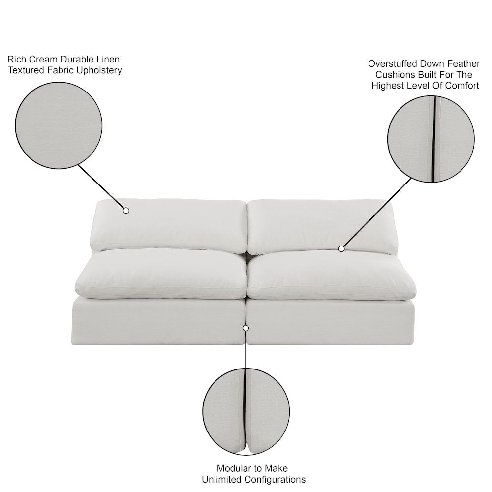 Comfy Cream Linen Textured Fabric Modular Sofa