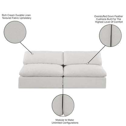Comfy Cream Linen Textured Fabric Modular Sofa