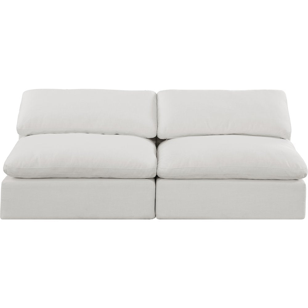 Comfy Cream Linen Textured Fabric Modular Sofa