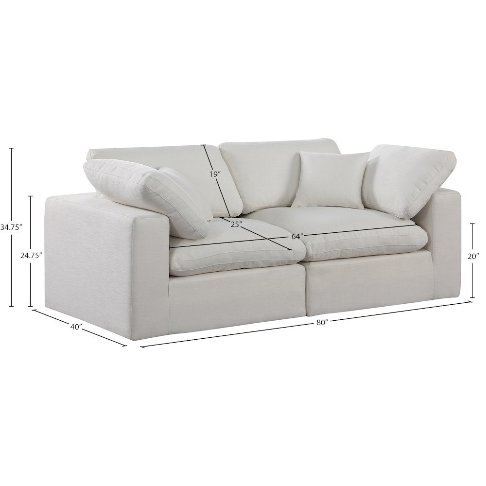 Comfy Cream Linen Textured Fabric Modular Sofa