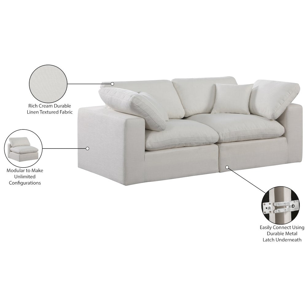 Comfy Cream Linen Textured Fabric Modular Sofa