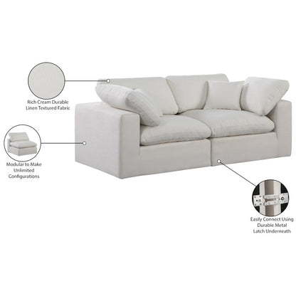 Comfy Cream Linen Textured Fabric Modular Sofa