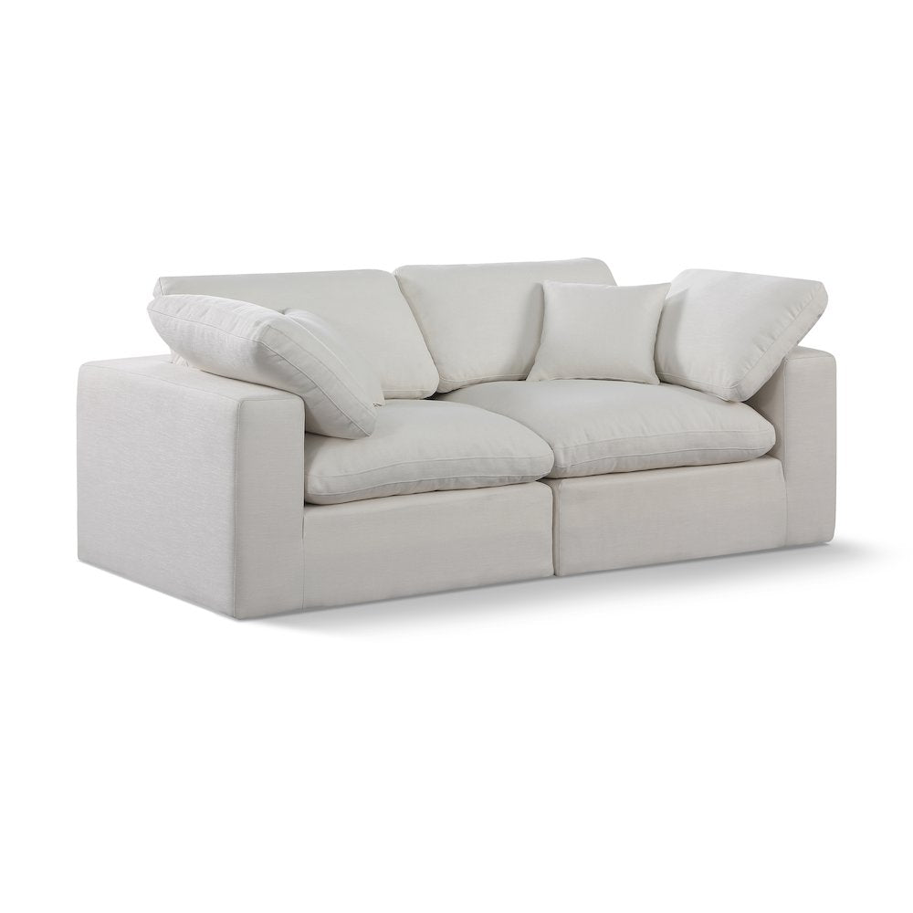Comfy Cream Linen Textured Fabric Modular Sofa