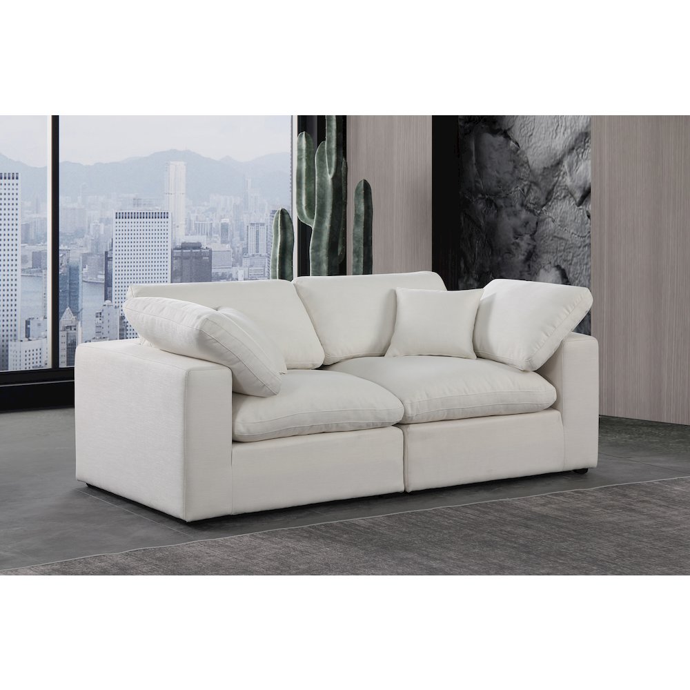 Comfy Cream Linen Textured Fabric Modular Sofa