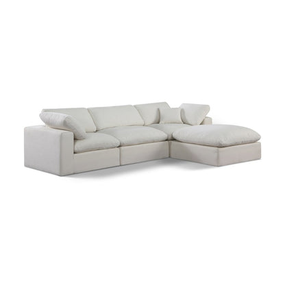 Comfy Cream Linen Textured Fabric Modular Sectional