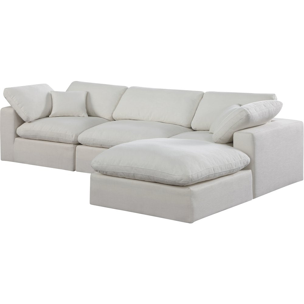 Comfy Cream Linen Textured Fabric Modular Sectional