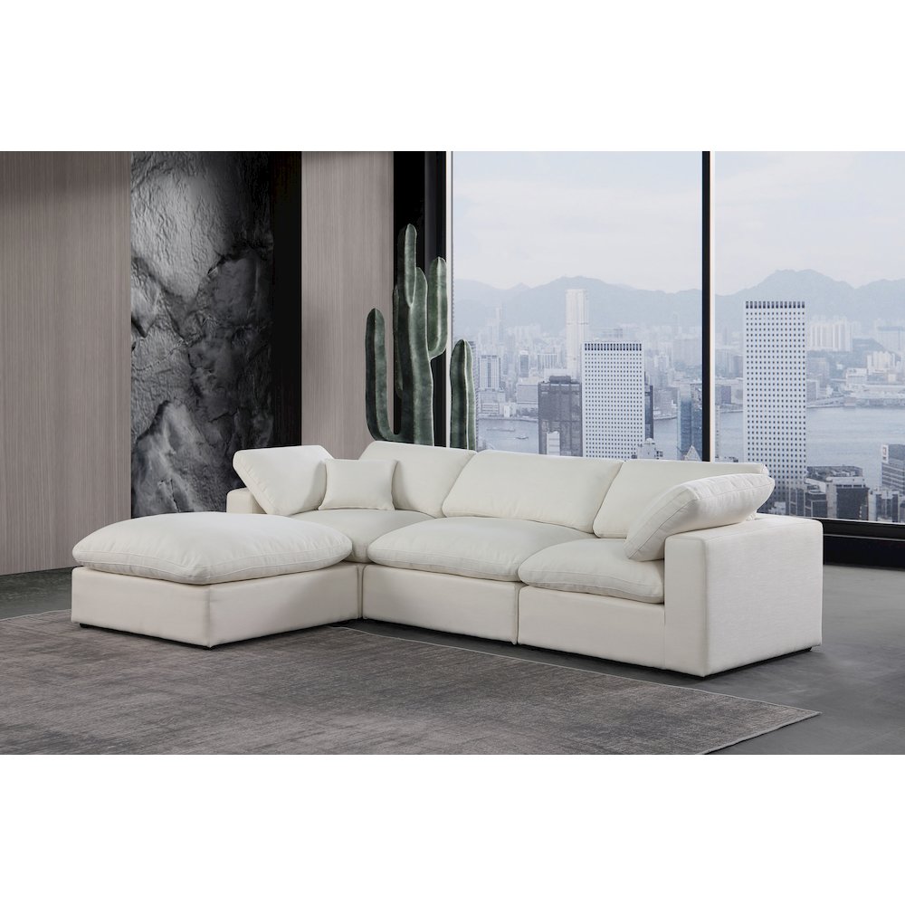 Comfy Cream Linen Textured Fabric Modular Sectional
