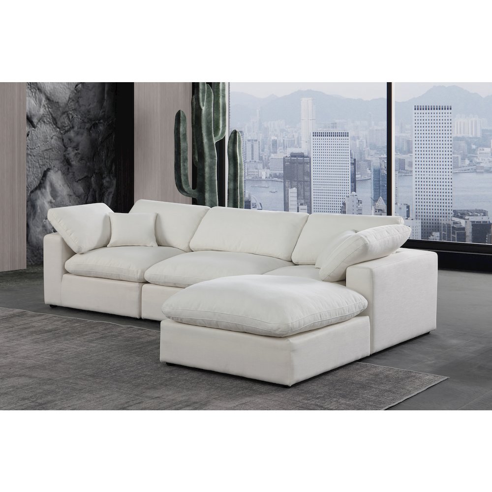 Comfy Cream Linen Textured Fabric Modular Sectional