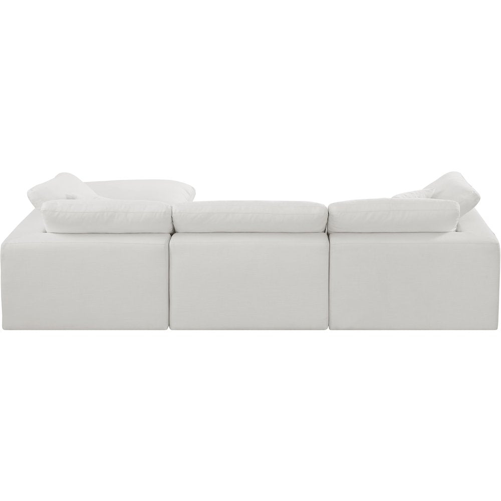 Comfy Cream Linen Textured Fabric Modular Sectional