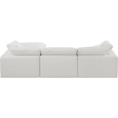 Comfy Cream Linen Textured Fabric Modular Sectional