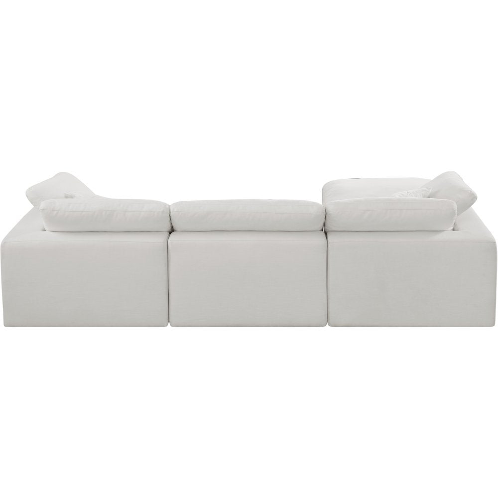 Comfy Cream Linen Textured Fabric Modular Sectional