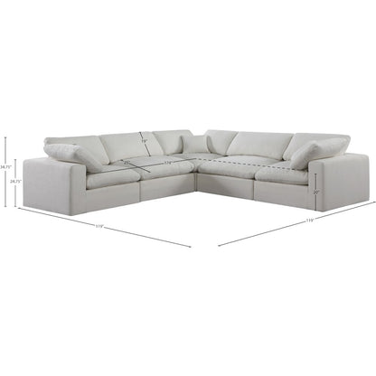 Comfy Cream Linen Textured Fabric Modular Sectional
