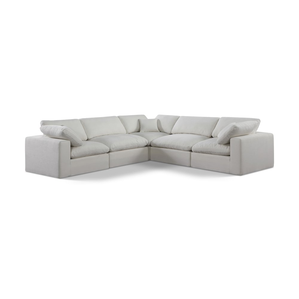 Comfy Cream Linen Textured Fabric Modular Sectional