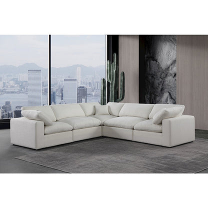 Comfy Cream Linen Textured Fabric Modular Sectional