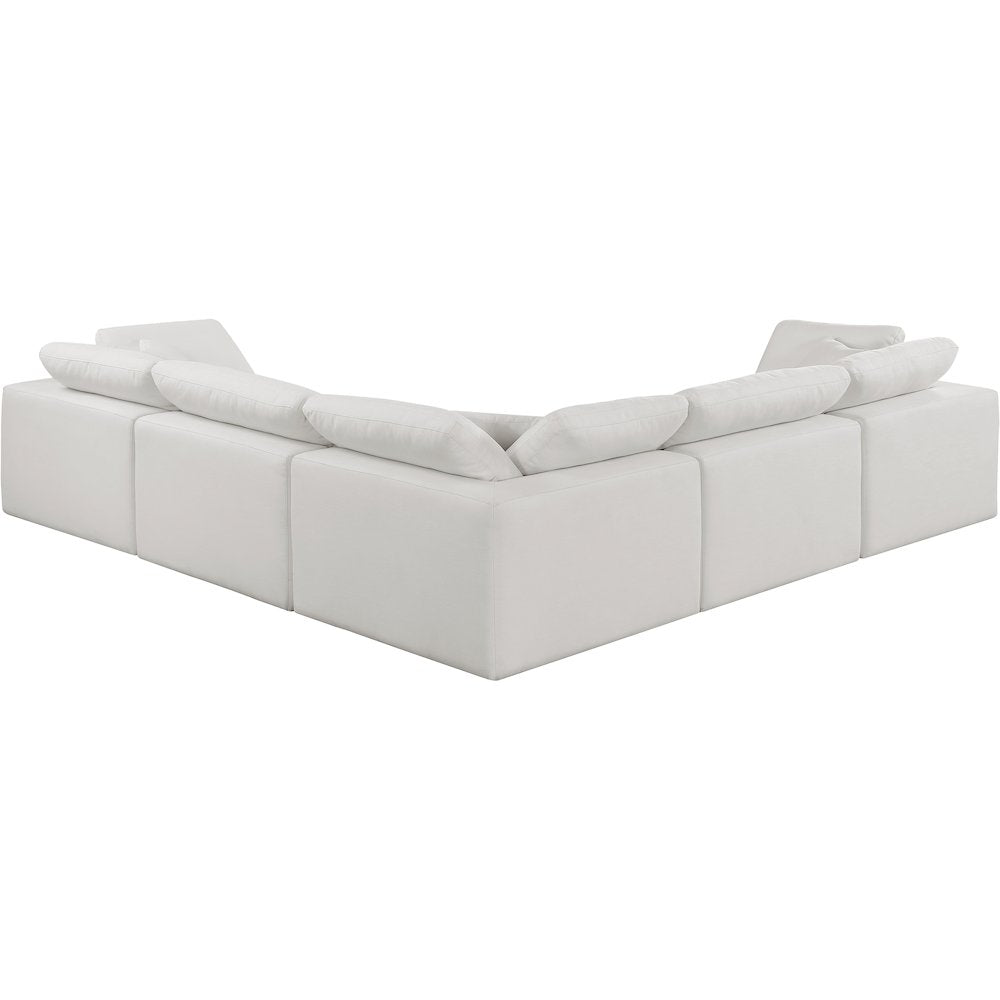 Comfy Cream Linen Textured Fabric Modular Sectional