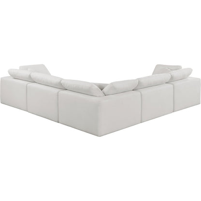 Comfy Cream Linen Textured Fabric Modular Sectional
