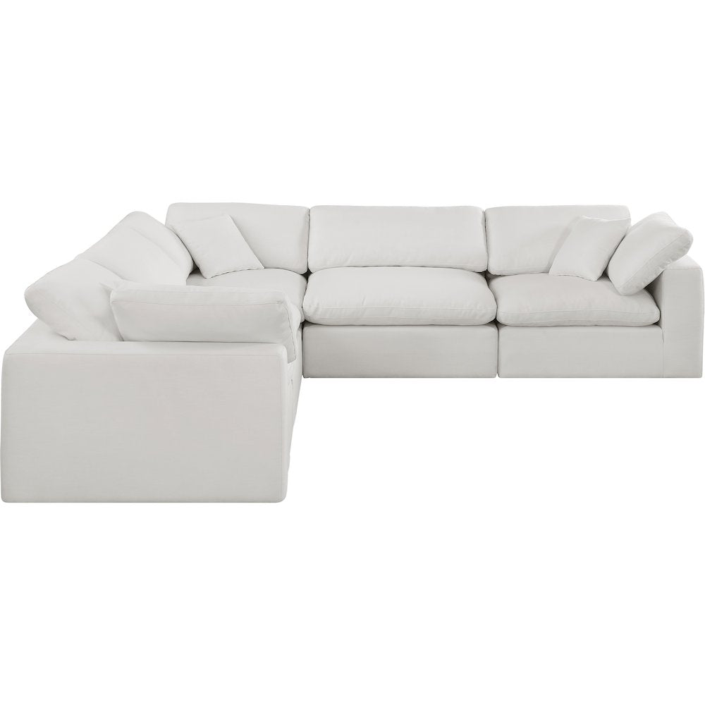 Comfy Cream Linen Textured Fabric Modular Sectional