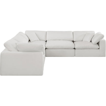 Comfy Cream Linen Textured Fabric Modular Sectional