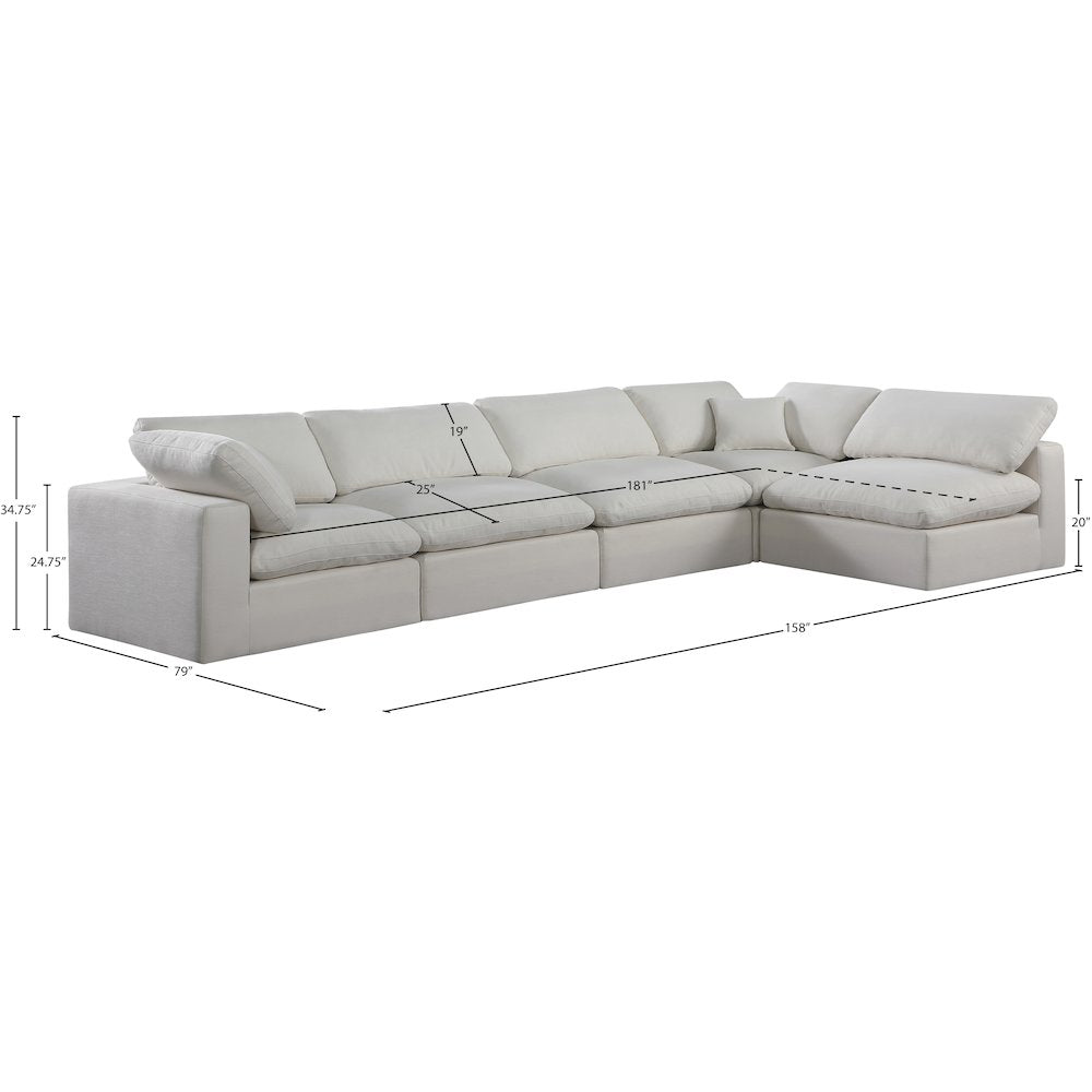 Comfy Cream Linen Textured Fabric Modular Sectional