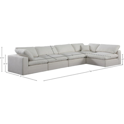 Comfy Cream Linen Textured Fabric Modular Sectional