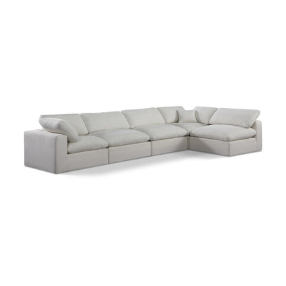 Comfy Cream Linen Textured Fabric Modular Sectional