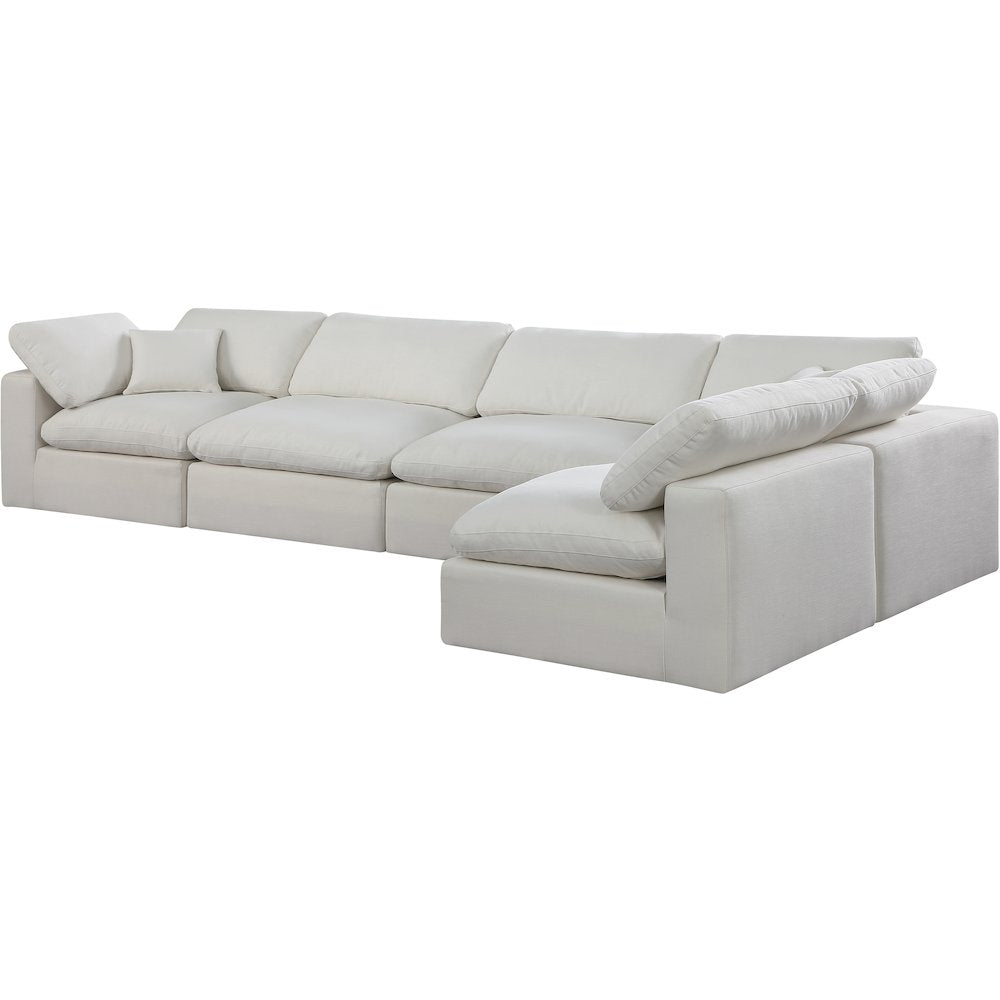 Comfy Cream Linen Textured Fabric Modular Sectional