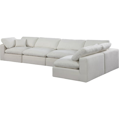 Comfy Cream Linen Textured Fabric Modular Sectional