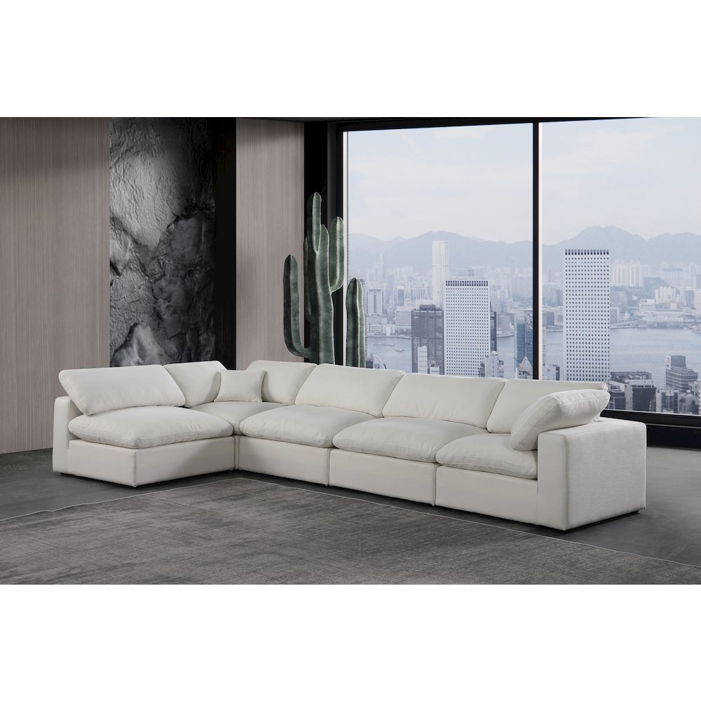 Comfy Cream Linen Textured Fabric Modular Sectional