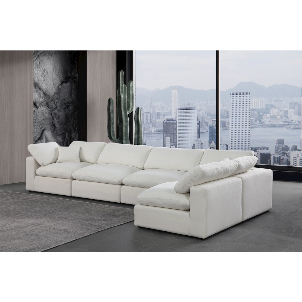 Comfy Cream Linen Textured Fabric Modular Sectional