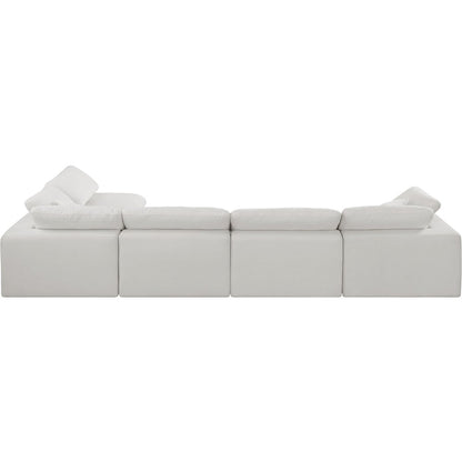 Comfy Cream Linen Textured Fabric Modular Sectional