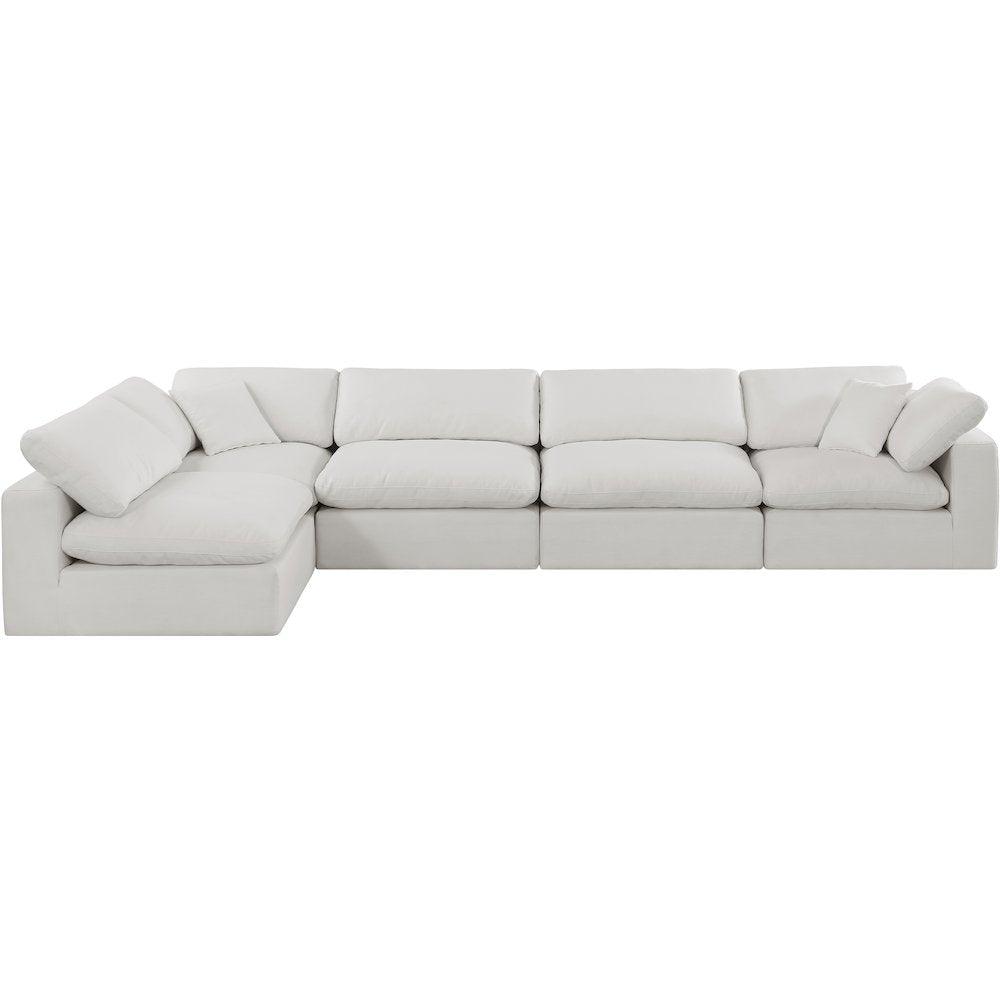 Comfy Cream Linen Textured Fabric Modular Sectional