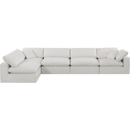 Comfy Cream Linen Textured Fabric Modular Sectional